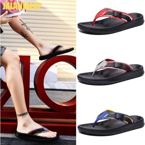 JALANJALKI Men Summer Slippers Outdoor Massage Soft Flip-flop Fashion Male Beach Shoes Non-Slip Lightweight Thongs