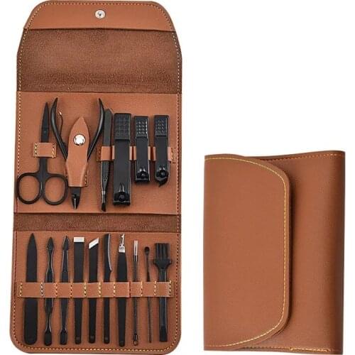 16 In 1 Professional Stainless Steel Nail Clippers Grooming Kit Portable Durable Manicure Pedicure Set Finger Toe Scissor Kit