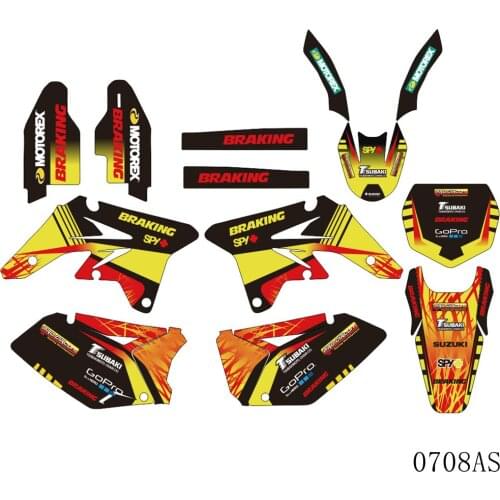 Full Graphics Decals Stickers Motorcycle Background Custom Number Name 3M For SUZUKI RMZ250 RMZ 250 2007 2008 2009