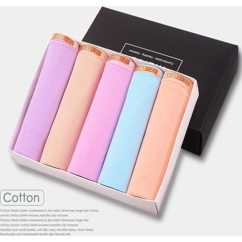 5pcs/lot Ladies Panties Underwear Women plus size 100% cotton Briefs mid waist 100% cotton female Briefs Intimates