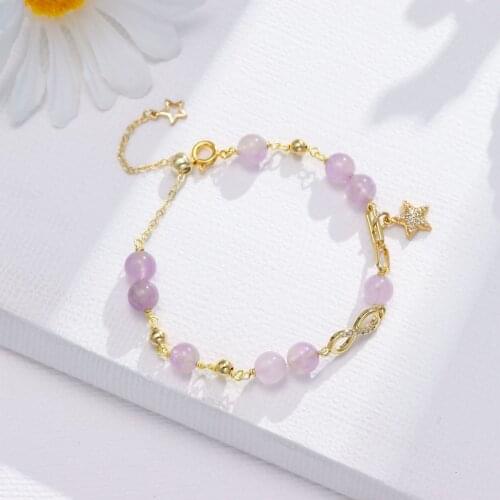 2021 NEW Natural Lavender Amethyst Bracelet Female Mobius Luck In Love Crystal Jewelry INS Niche Design Gift