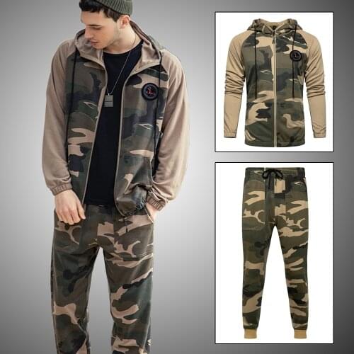 New Fashion Camouflage Tracksuit Men Set 2021 Sweat Suits Men Spring Autumn Jogger Set Hoodies Sweatpants Casual Mens Clothing