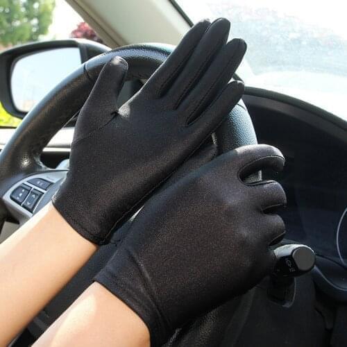 2pcs Summer Spandex Gloves Women Sunscreen Thin Stretch Pure Color Gloves Tight Ladies Drive Gloves