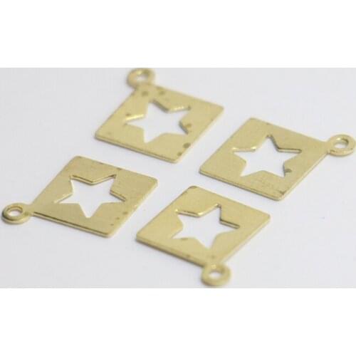 Single Hole Pendant Hollow Square Fashion Pendant Earring Pendant Hollow Five-pointed Star Necklace Pendant 10*12mm