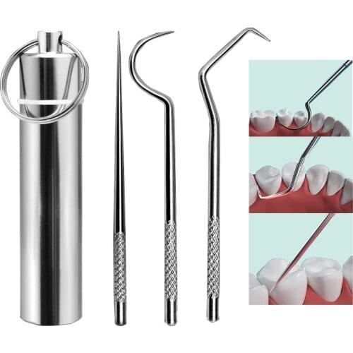 Stainless Steel Toothpick Set Portable Clean The Oral Toothpick Outdoor Household Travel Seal Storage Container Box