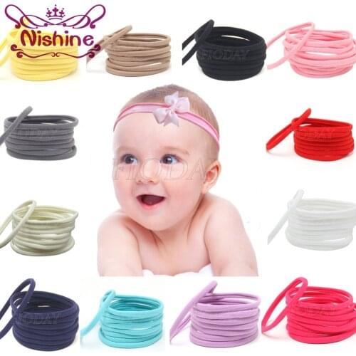 Nishine 12pcs/lot Nylon Headband for Baby Girl DIY Hair Accessories Elastic Head Band Kids Children Fashion Headwear Photo Props
