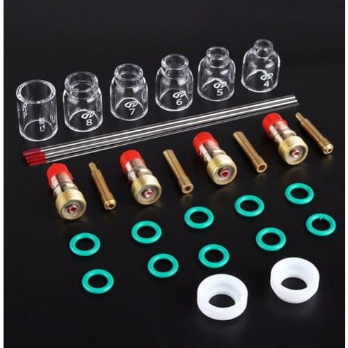 30pcs/Lot Practical TIG Welding Kit Torch Stubby Tig Gas Len Glass Cup Tungsten Needle for WP17/18/26 Mayitr Welding Accessories
