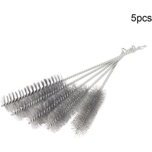 Utoolmart Durable 2pcs/5pcs 3cm Diameter Wire Tube Brush Metal Handle Steel Wire Cleaning Brush 30cm Total Length Hand Tool