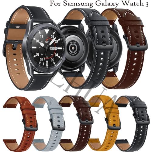 22mm Genuine Leather Strap Watchband For Samsung Galaxy Watch 3 45mm original Wristband Quick Releas Bracelet For Amazfit GTR 2