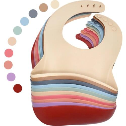 Silicone Baby Bibs Baby Feeding Waterproof Baby Saliva Towel Baby Aprons Adjustable Bibs for 0-6 Years