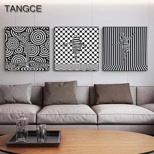 Nordic Black and White Canvas Poster Print Abstract Paintings Modern Wall Art Picture for Living Room Bedroom House Entrance HD