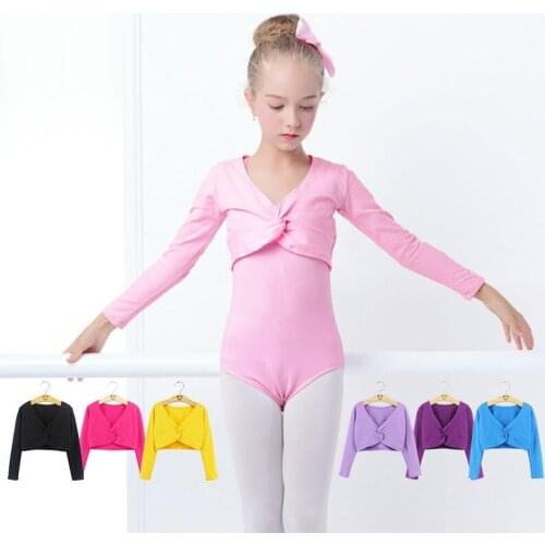 Girls Ballet Crop Tops Dance Leotards Coat High Waist Ballet Clothes Children Long Sleeve Gymnastics Leotard Overall 7 Colors