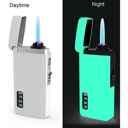 New Windproof Metal USB Lighter Torch Turbo Lighter Jet Dual Arc LED Lighter Gas Chargable Electric Butane Pipe Cigar Lighter