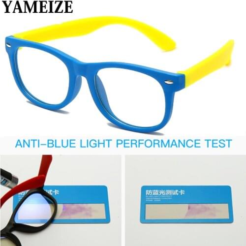 YAMEIZE Anti Blue Light Kids Glasses Optical Frame Children Boy Girls Square Flexible Frame Clear Lens Eyeglasses