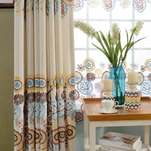 Chinese Style Curtains for Living Dining Room Bedroom Modern Pastoral Curtain Cotton-linen Embroidered Curtains Tulle Customized