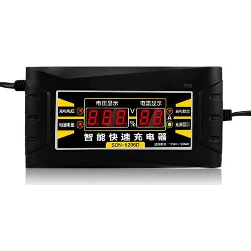 New product car battery charger 12V 6A 10A intelligent automatic wet and dry LCD display American fast intelligent charging