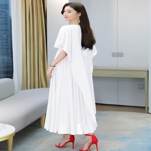 High Quality 2021 Summer Dress For Women V Collar Floral Printed Short Sleeve Women Chiffon Trailing Long Dress