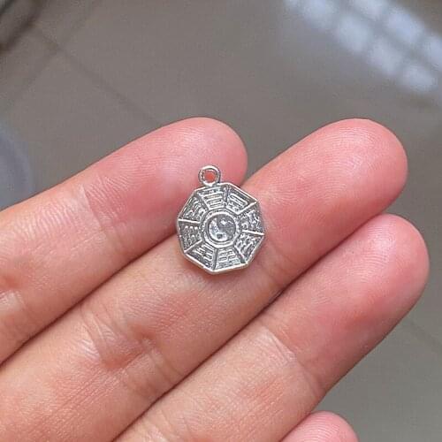 30pcs Tai Chi Pattern Coin Connector Charms,For Antique Making Pendant Fit,Vintage Tibetan Silver,Jewelry DIY Necklace Bracelet