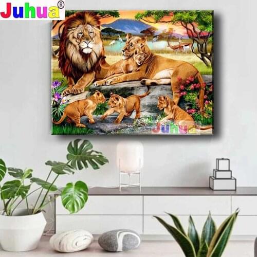 5d Diy Square Round Drill Lion Deer Crane Mosaic Diamond Painting Sale Embroidery Pattern Rhinestone African Grassland Animals