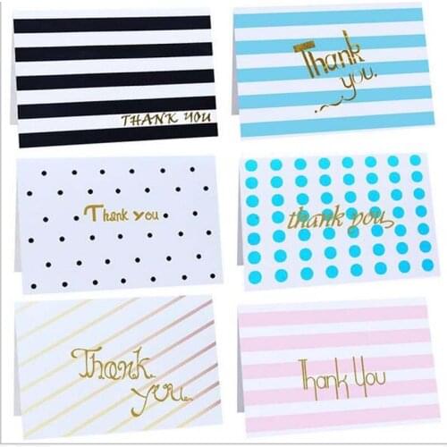 6 Styles Boutique 60Pcs Bronze Style Thanks Greeting Message Card Birthday Card Thanks Blessing Flower Gift Card with Envelope