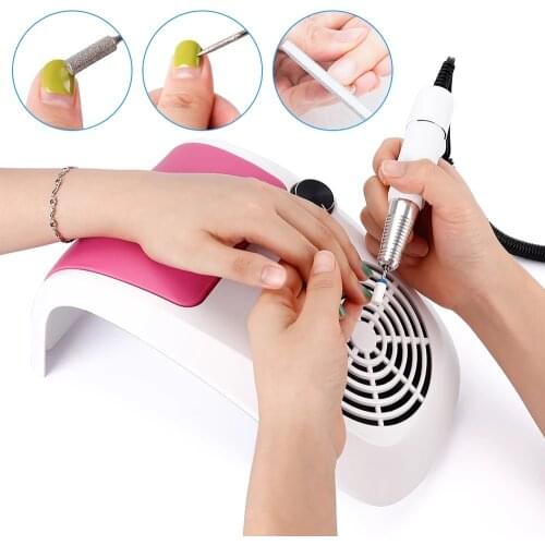 60W Strong Power Nail Dust Collector Vacuum Cleaner with 2 Dust Collecting Bag For Nail Dust Fan Vacuum Cleaner Nail Art Salon