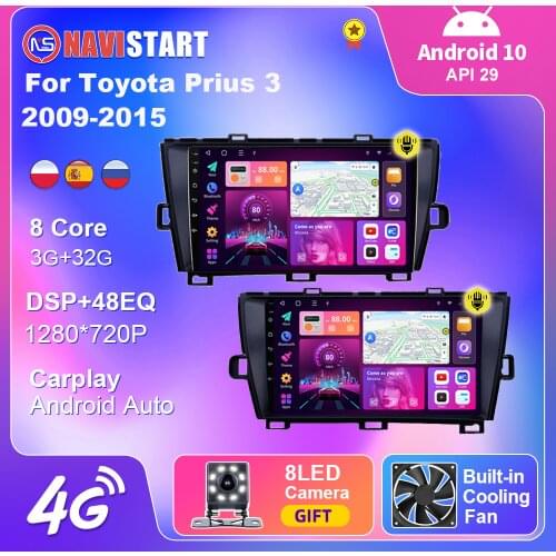 Car Radio For Toyota Prius 3 2009-2015 Multimedia Video CarPlay Android 10 Auto 4G WIFI Navigation GPS 2 din Camera DVD Player