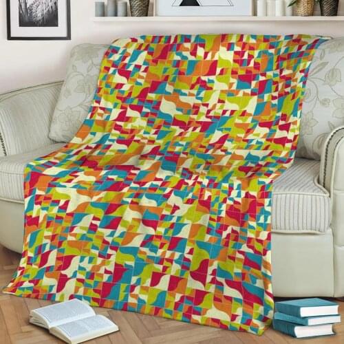 Blue and Gold Geometric 3D Printed Velvet Plush Throw Fleece Blanket Bedspread Sherpa Blanket Home Decora