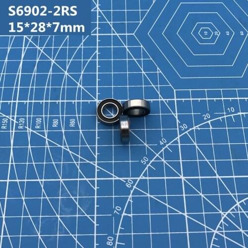 Free shipping 1pcs ABEC-5 S6902-2RS (15*28*7mm) Hybrid ceramic stainless steel ball bearing SR6902 2RS CB for bike S61902RS