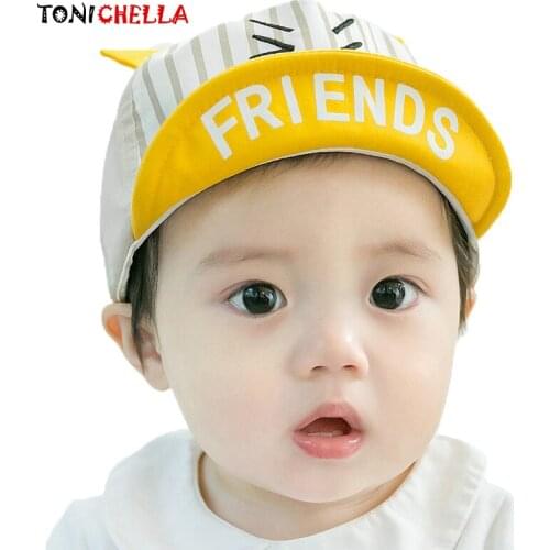 Baby Newborn Baseball Caps With Cute Cartoon Pattern Striped Cotton Boys Girls Fashion Spring Summer Hats Accessories CL5240