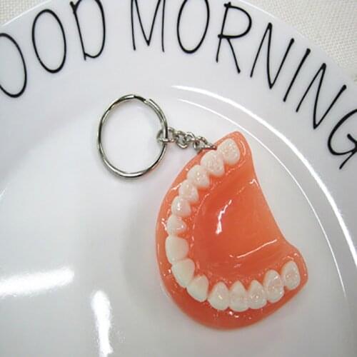 Funny Resin False Teeth Key Chain for Men Women Fashion Key Ring Jewelry Punk Hiphop Gum Keychains New Design Rock Accessories