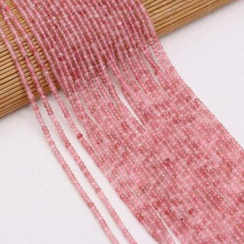 Hot Small Beads Natural Crystal Faceted Strawberry Quartzs Stone Beads for Women Jewelry Making Bracelet Necklace Size 3x2mm