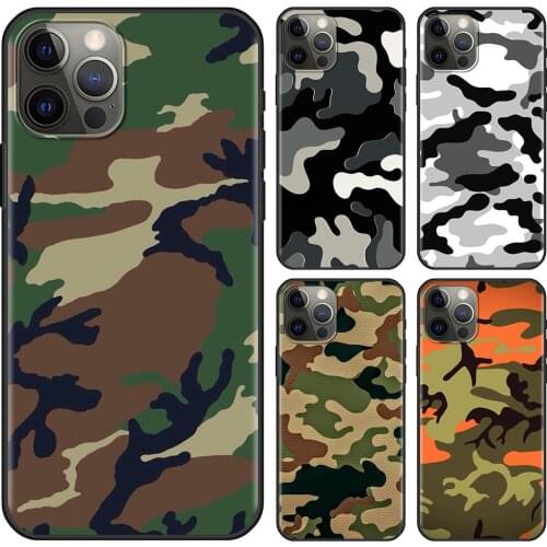 Cellphone Cover For iPhone 12 Mini 11 Pro X XS Max XR 8 7 6 6S Plus SE Black TPU Fundas Silicone Capa Camouflage military army