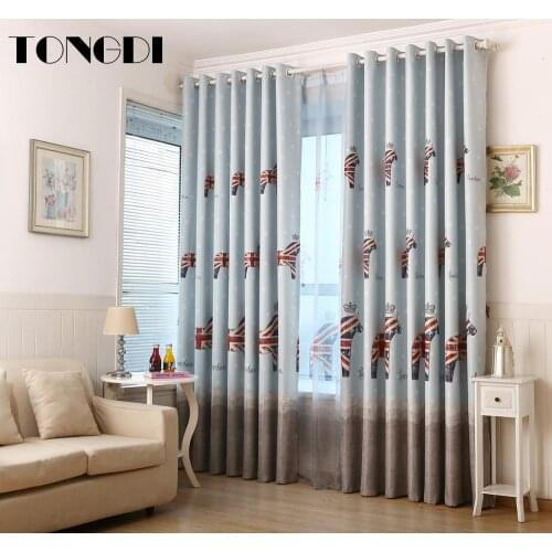 TONGDI Children Blackout Curtains Cartoon Lovely Cute Union Jack Zebra Printing Decoration For Home Parlou Bedroom LivingRoom