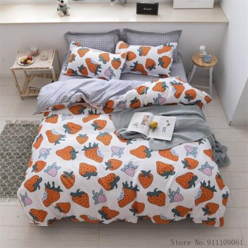 Home Textile Bedding Sets Children Adult Cartoon Color Changing Strawberry Pattern Duvet Quilt Cover Pillowcase Flat Bed Sheet