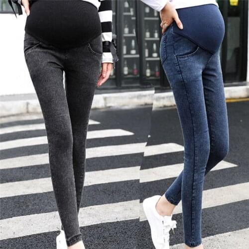 Denim Maternity Pants Jeans For Pregnant Women Clothes black navy blue plus size Trousers Bandage Pregnant Women pants