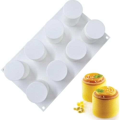 Filbake Silicone Cake Mold 8 Hole Cylindrical For Baking Mould Dessert Mousse Ice Cream Pan Cake Decoration Tools Bakeware