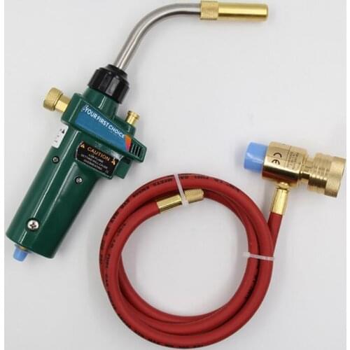 Gas Brazing Torch Self Ignition with 1.5 Meters Hose Handheld Gas Propane Welding Torch Head Swirl flame, Safety Lock Flame