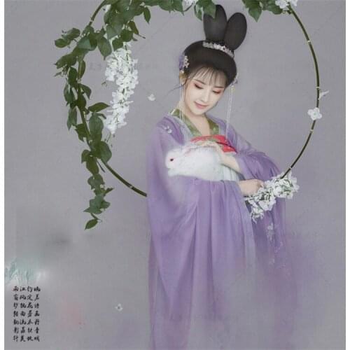 WYJN Light Purple Fairy Costume Tang Dynasty High Waist Ruqun Stage Performance Exhibition Photography Classical Dance Hanfu