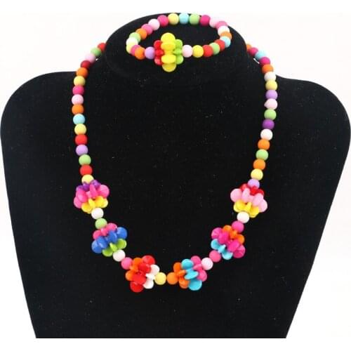 Creative Kids Jewelry Accessories Lanterns Colored Beaded Bracelet Necklace Set for Girls Children XL-20