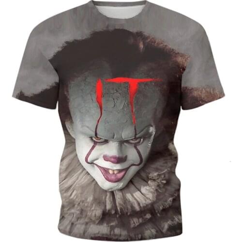 Summer new male horror figure T-shirt ladies children round neck 3D printing domineering short sleeve sports breathable