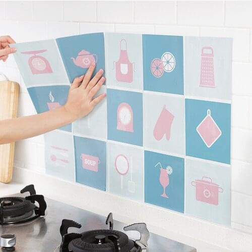 Kitchen Wall Stickers Oil Proof Waterproof Home Decoration Restaurant Refrigerator Self-adhesive Aluminum Foil Wall Decals