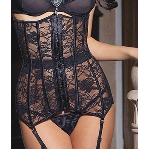 Miss Moly Women Black Hollow Out Lace Corset Top Underbust Sexy Steampunk Gothic Waist Cincher Shaper Corsets and bustiers