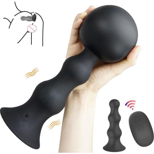 Inflatable Anal Plug Vibrating Big Butt Plug Wireless Remote Control Male Prostate Massager Anus Dilator Bdsm Sex Toys For Women