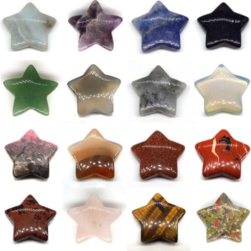 30MM Natural Crystal Stone Star Shaped Colorfull Mascot Meditation Healing Gemstones Polished Gift Use Collection and Home Decor
