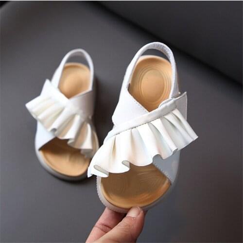 2021 New Summer Childrens Sandals Leather Ruffles Toddler Kids Shoes Girls Princess Sandals Fashion Little Baby Shoes 21-30