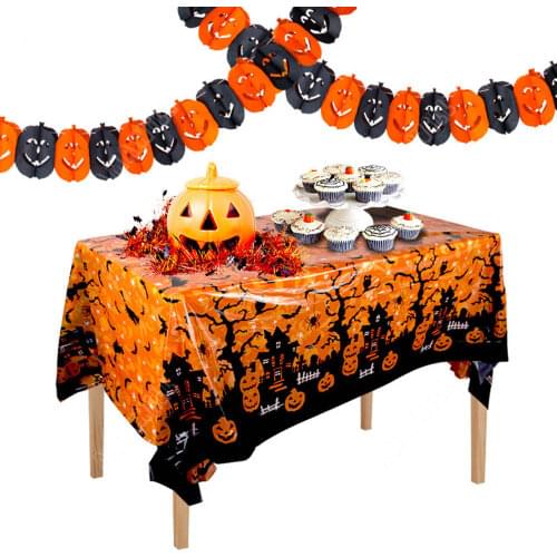 Halloween Tablecloth Pumpkin Ghost Spider Bat Halloween Festive Decoration Disposable Table Cloth Halloween Theme Party Supplies