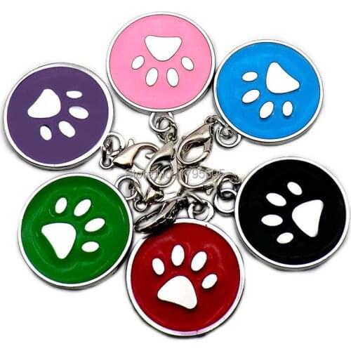 Wholesale 100pcs Round dog claws cat dog id tag puppy collars clip separable personalized Name Phone Number Collar accessories