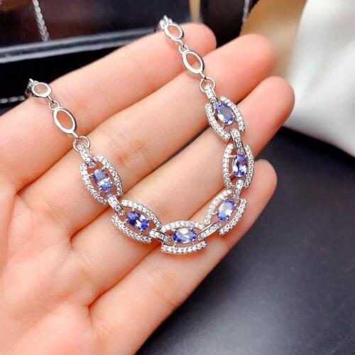 The Best Gift for Your loved wife Fashion Natural and Real Tanzanite Bracelet 925 sterling silver Tanzanite Bracelet