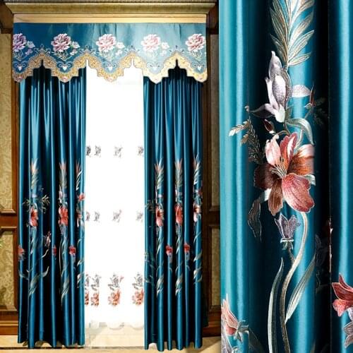 New Style Curtains for Living Dining Room Bedroom European Luxury Full Blackout Curtains Jacquard Fabric Curtain Morden Tulle
