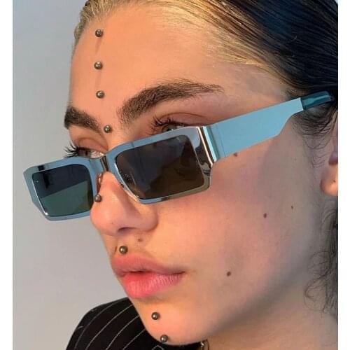 Small Rectangle Metal Sunglasses 2021 Fashion INS Trend Steampunk Square Sun Glasses Shades Female Vintage Mirror UV400